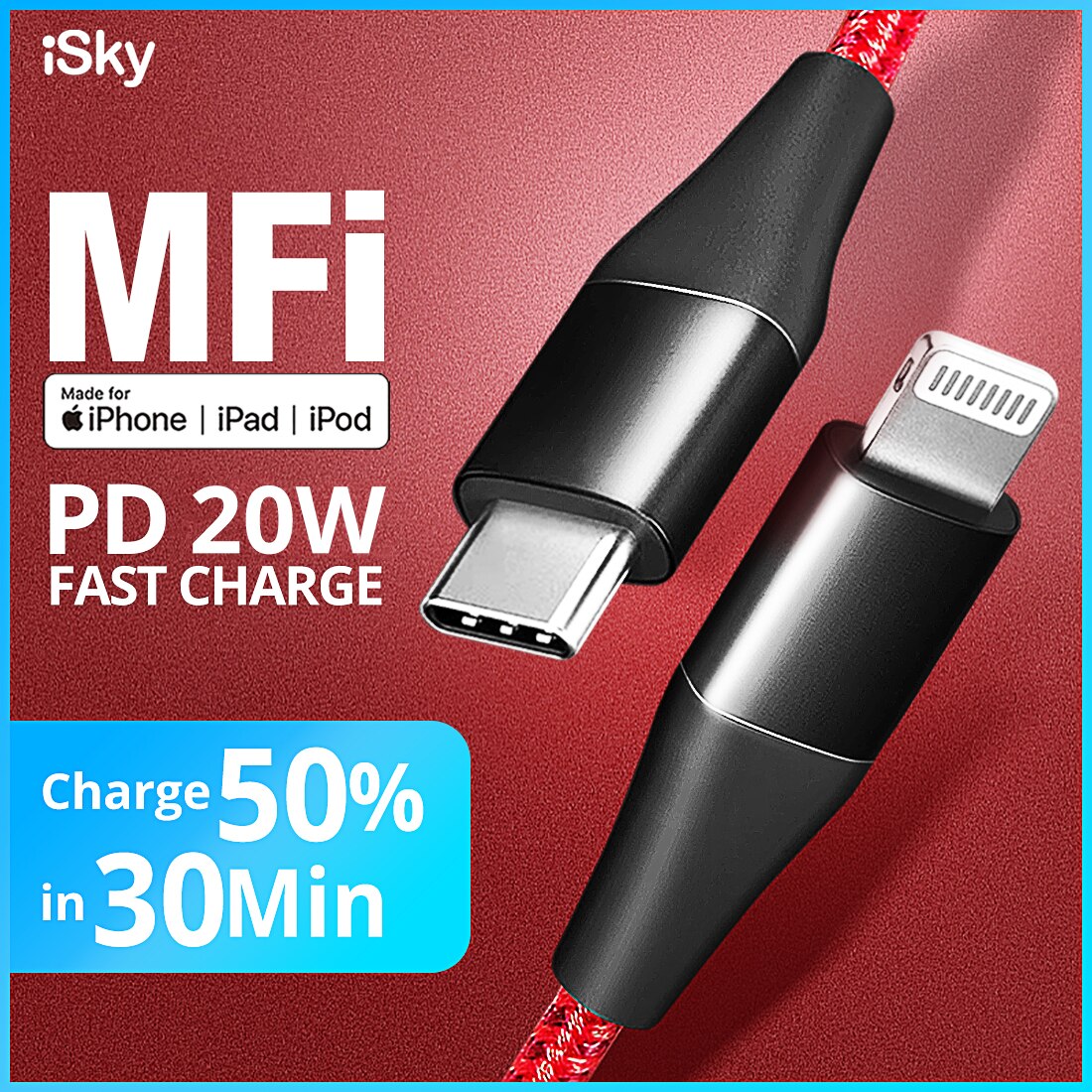 ISky MFi USB C   ̺ iPhone 11X8 7 6 5 XR..